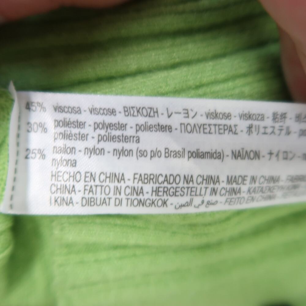 ZARA Lime Green Ribbed Knit Mockneck Midi Sweater Dress M - Picture 6 of 6